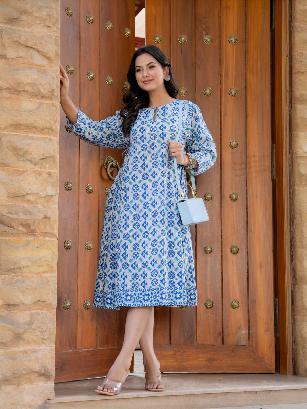 Hand Block Printed Cotton Long Dress -the heritage