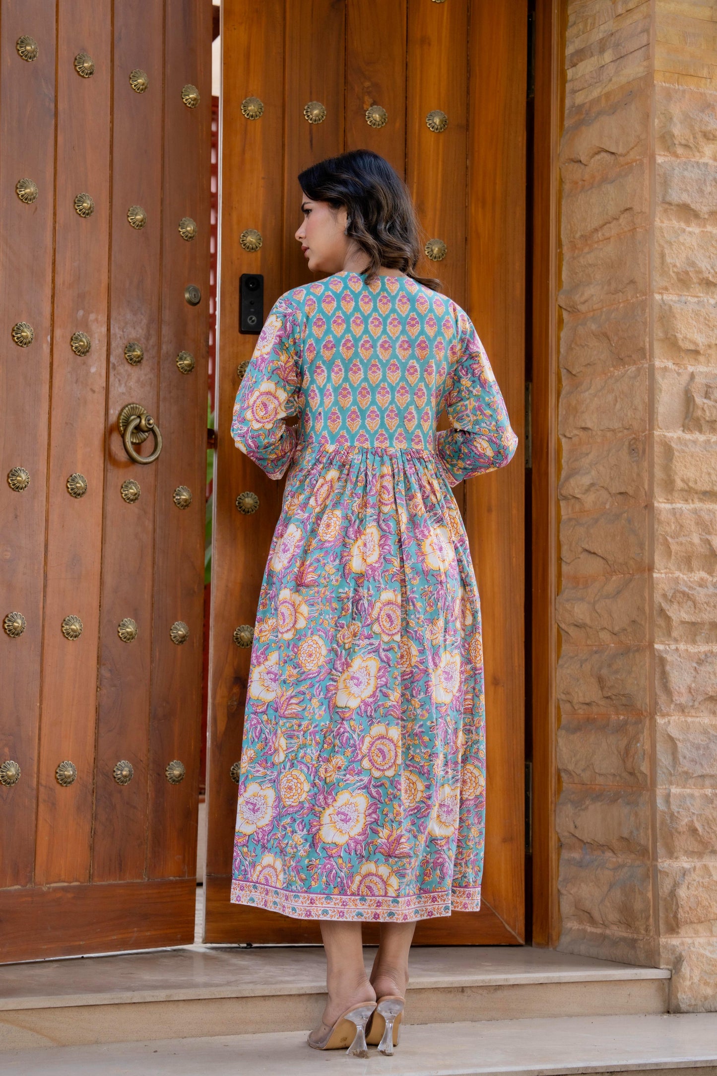 Hand Block Printed Cotton Long Dress -the heritage