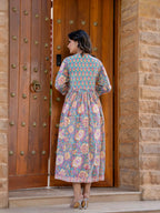 Hand Block Printed Cotton Long Dress -the heritage
