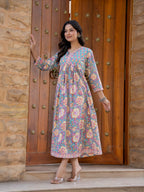 Hand Block Printed Cotton Long Dress -the heritage