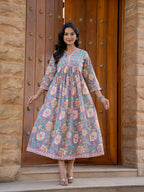 Hand Block Printed Cotton Long Dress -the heritage