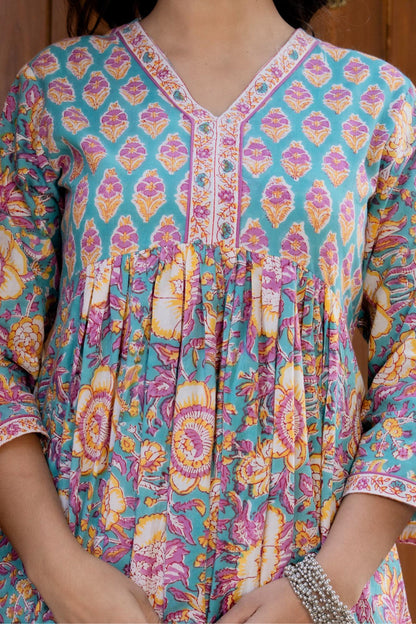 Hand Block Printed Cotton Long Dress -the heritage