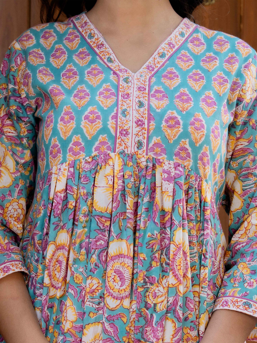 Hand Block Printed Cotton Long Dress -the heritage
