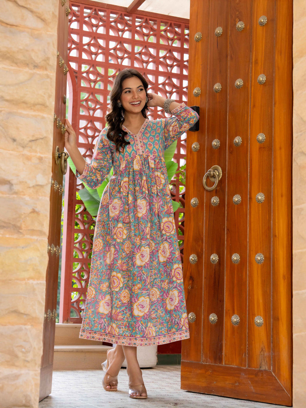Hand Block Printed Cotton Long Dress -the heritage