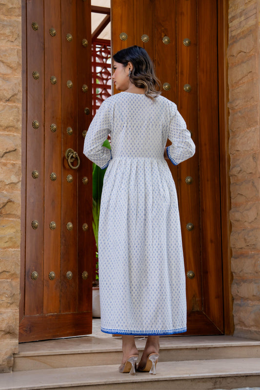 Hand Block Printed Cotton Long Dress -the heritage