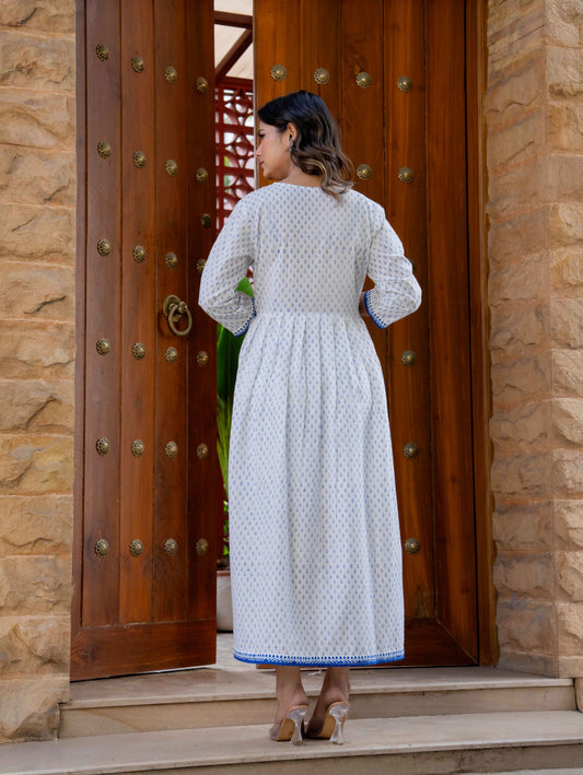 Hand Block Printed Cotton Long Dress -the heritage