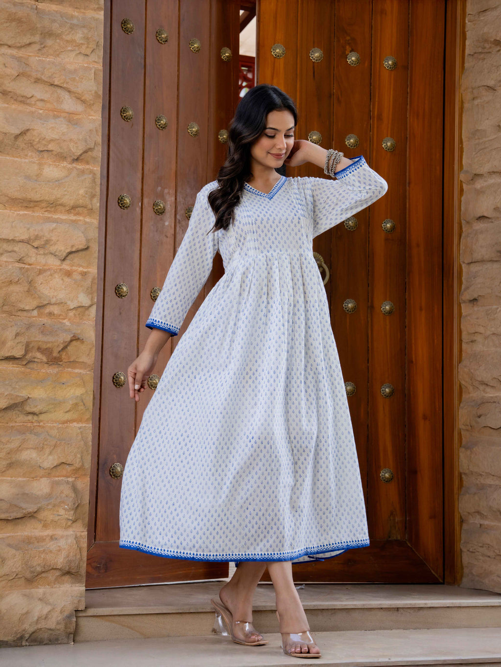 Hand Block Printed Cotton Long Dress -the heritage