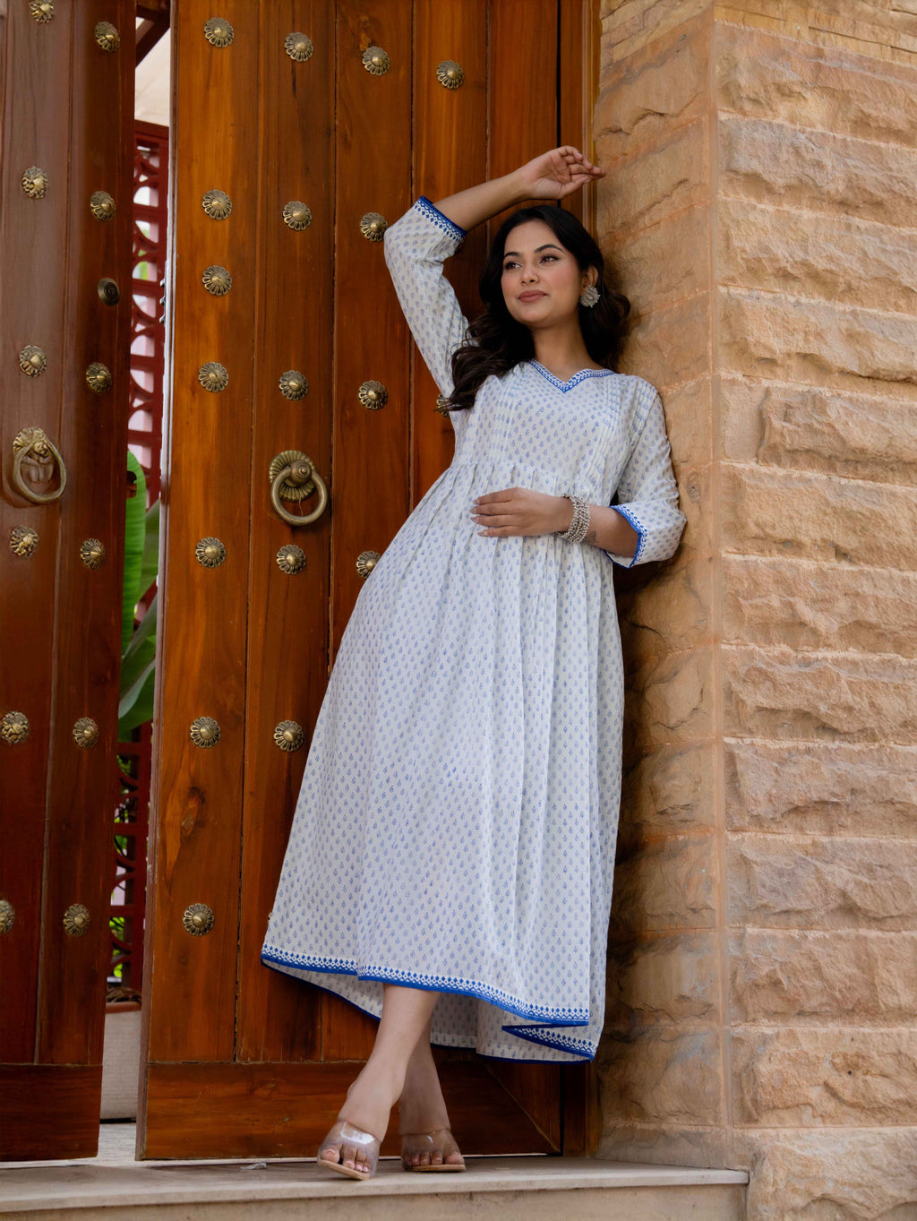 Hand Block Printed Cotton Long Dress -the heritage