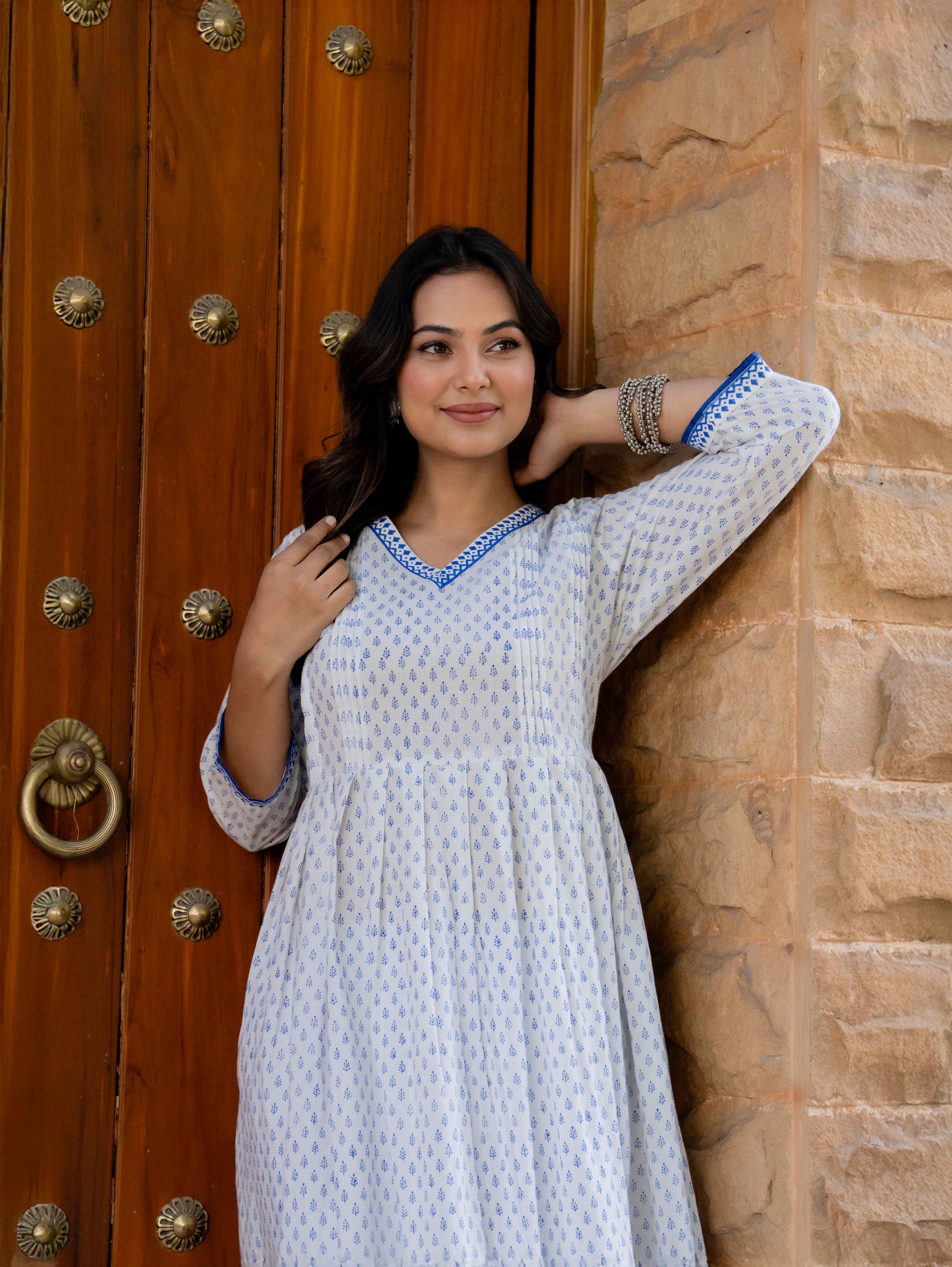 Hand Block Printed Cotton Long Dress -the heritage