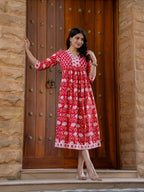 Hand Block Printed Cotton Long Dress -the heritage