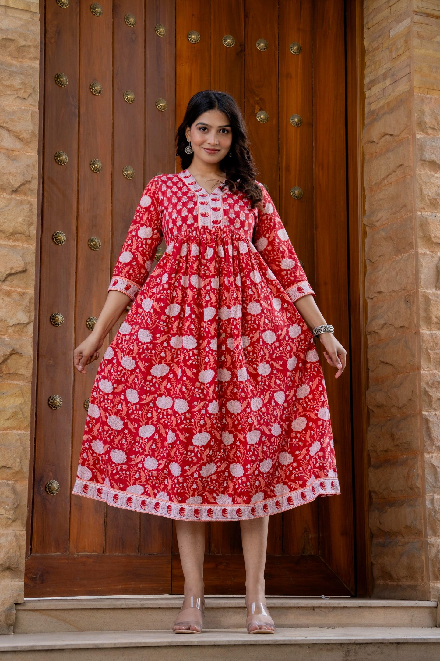 Hand Block Printed Cotton Long Dress -the heritage