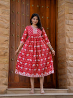 Hand Block Printed Cotton Long Dress -the heritage