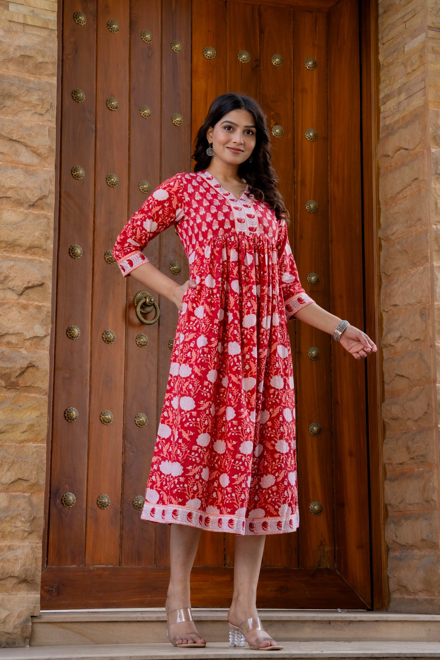 Hand Block Printed Cotton Long Dress -the heritage
