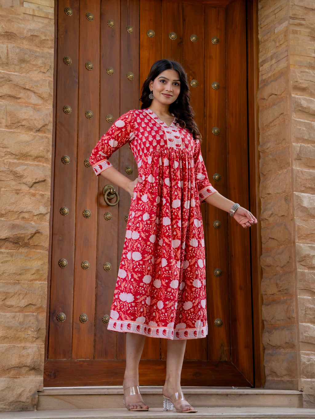 Hand Block Printed Cotton Long Dress -the heritage