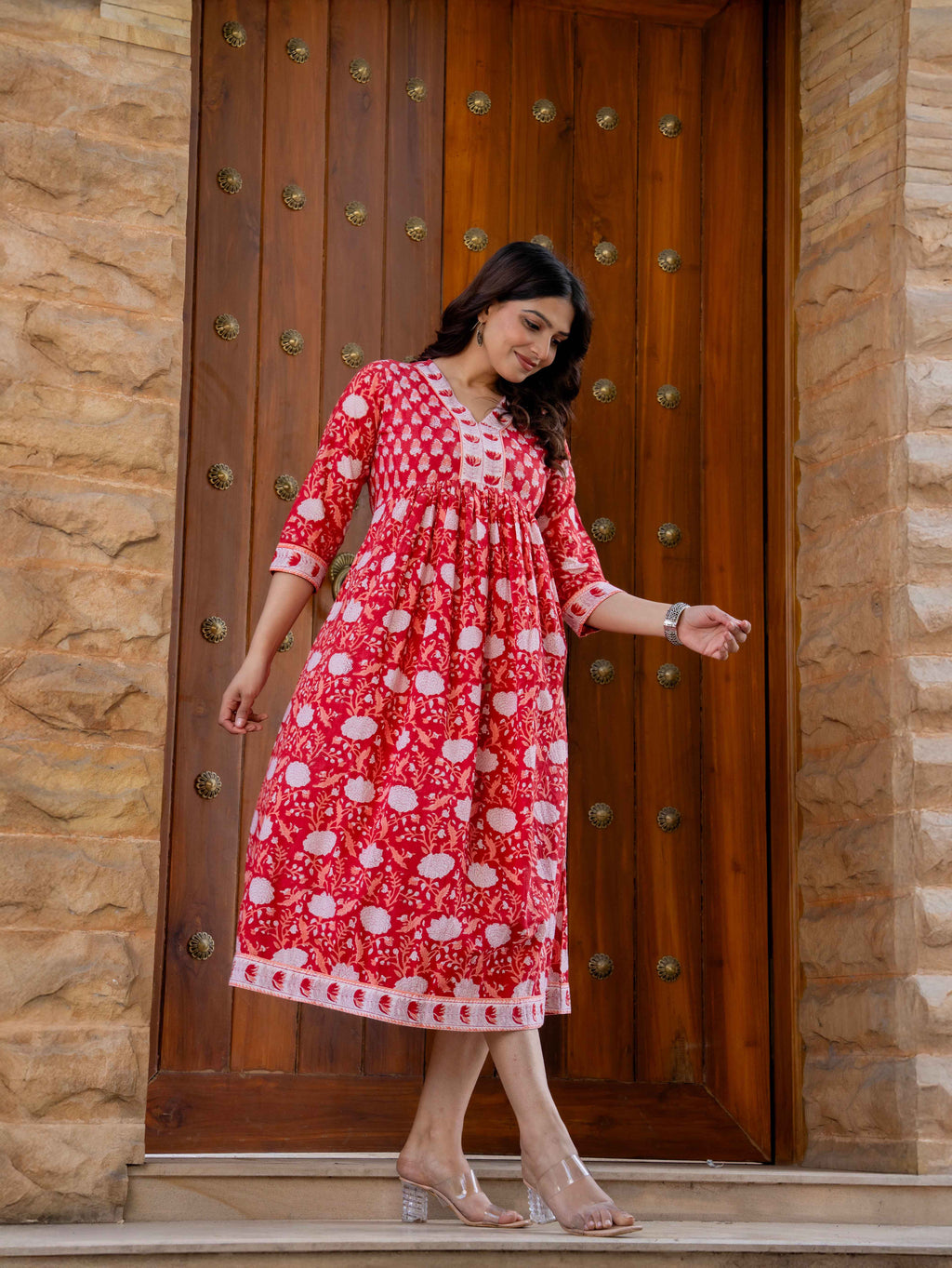 Hand Block Printed Cotton Long Dress -the heritage