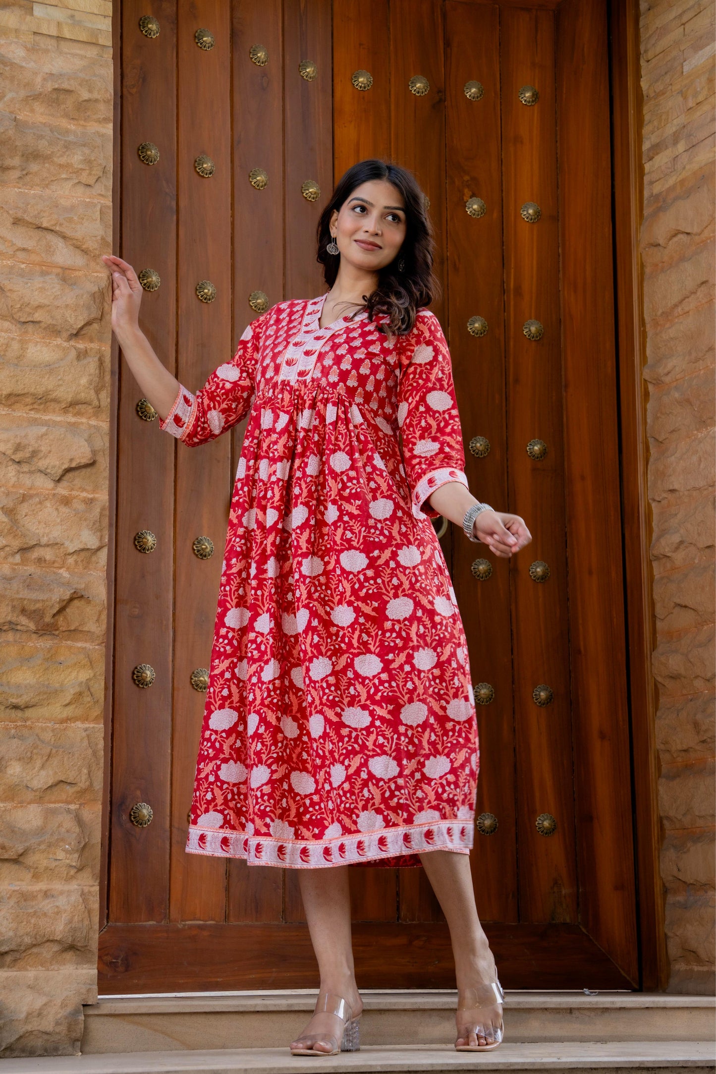 Hand Block Printed Cotton Long Dress -the heritage
