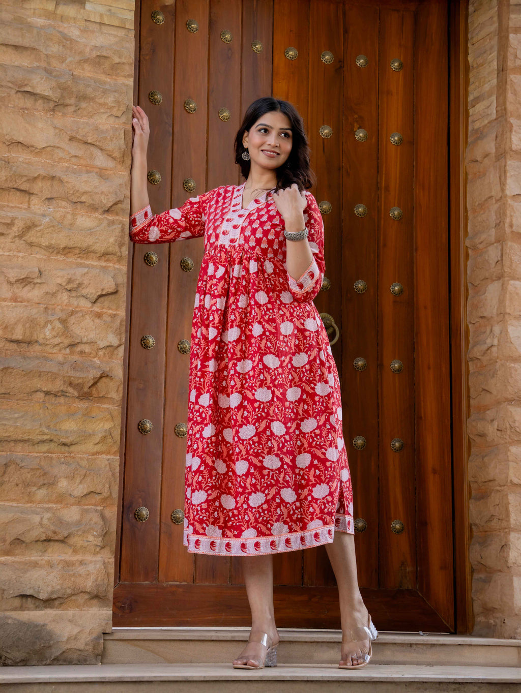 Hand Block Printed Cotton Long Dress -the heritage