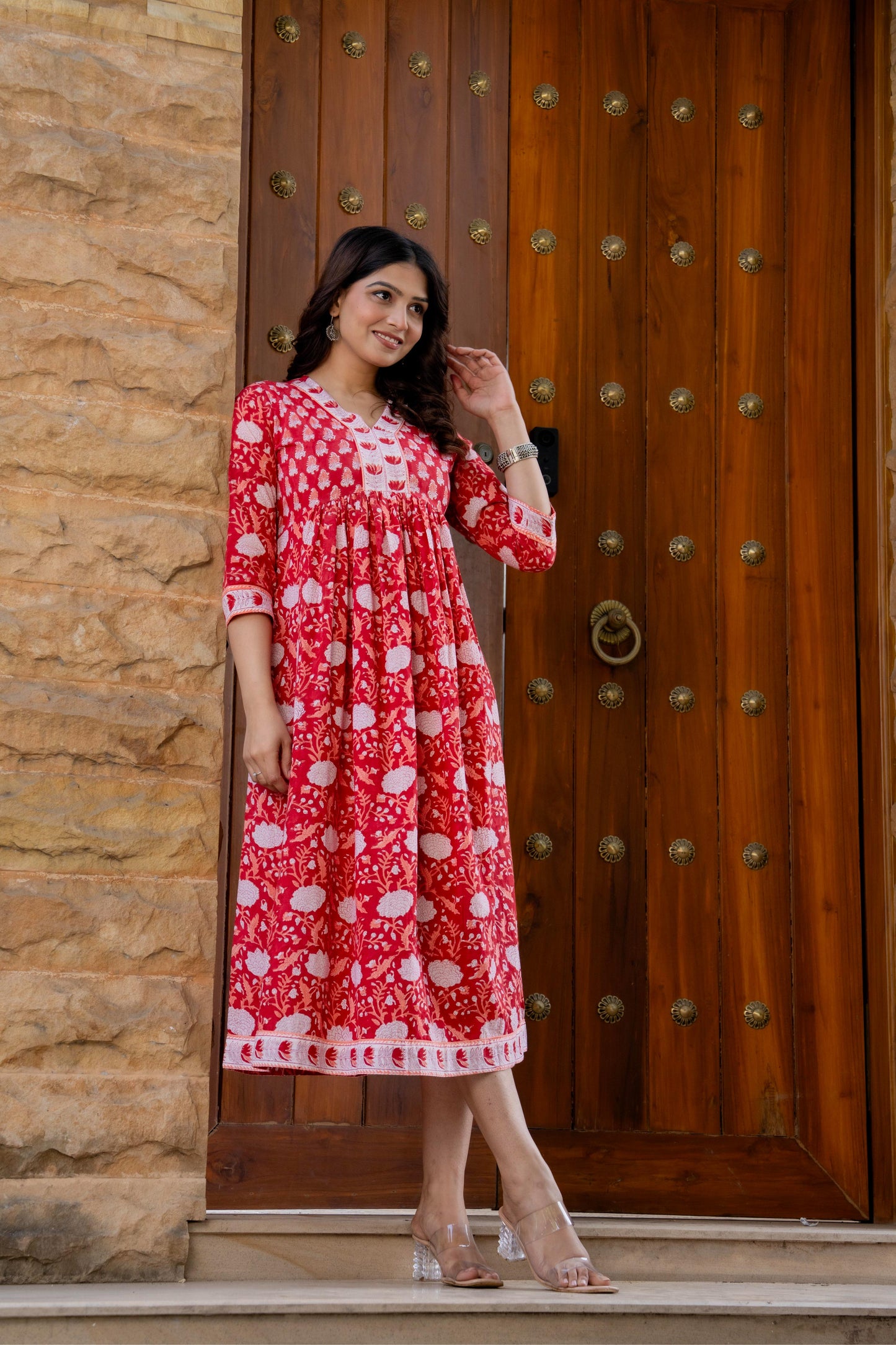 Hand Block Printed Cotton Long Dress -the heritage