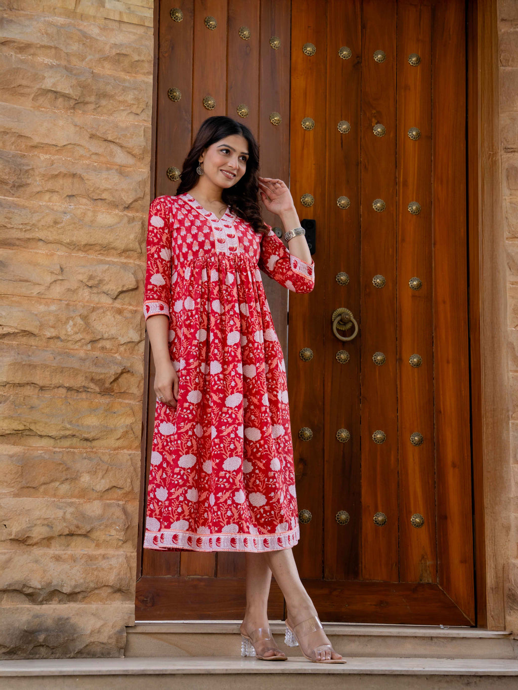 Hand Block Printed Cotton Long Dress -the heritage