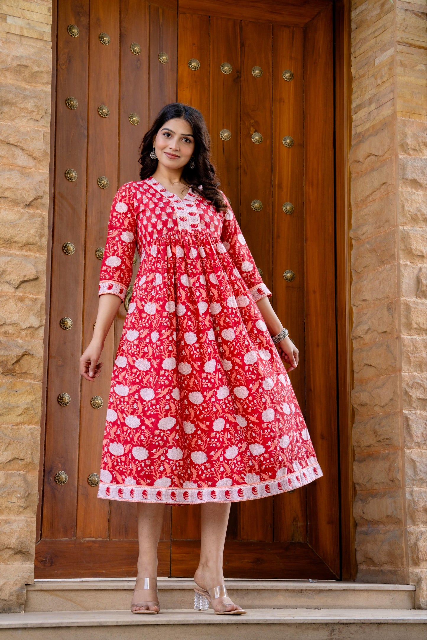 Hand Block Printed Cotton Long Dress -the heritage