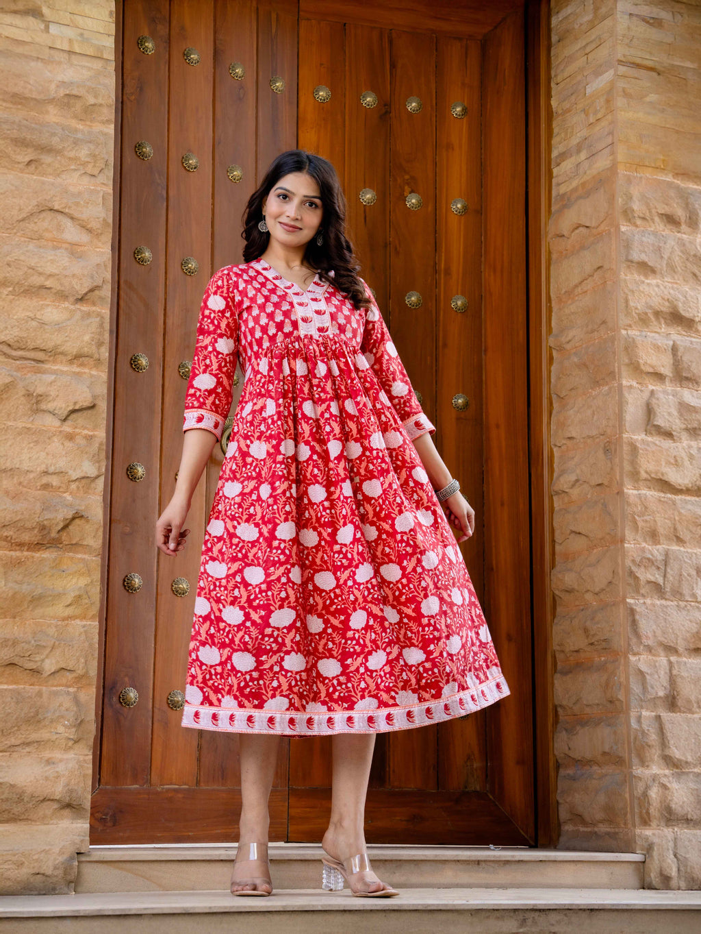 Hand Block Printed Cotton Long Dress -the heritage