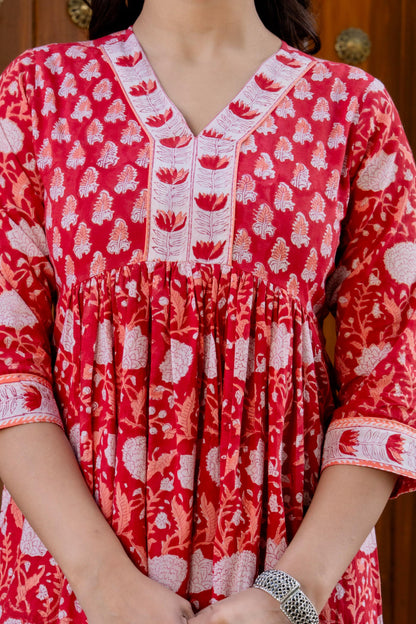 Hand Block Printed Cotton Long Dress -the heritage