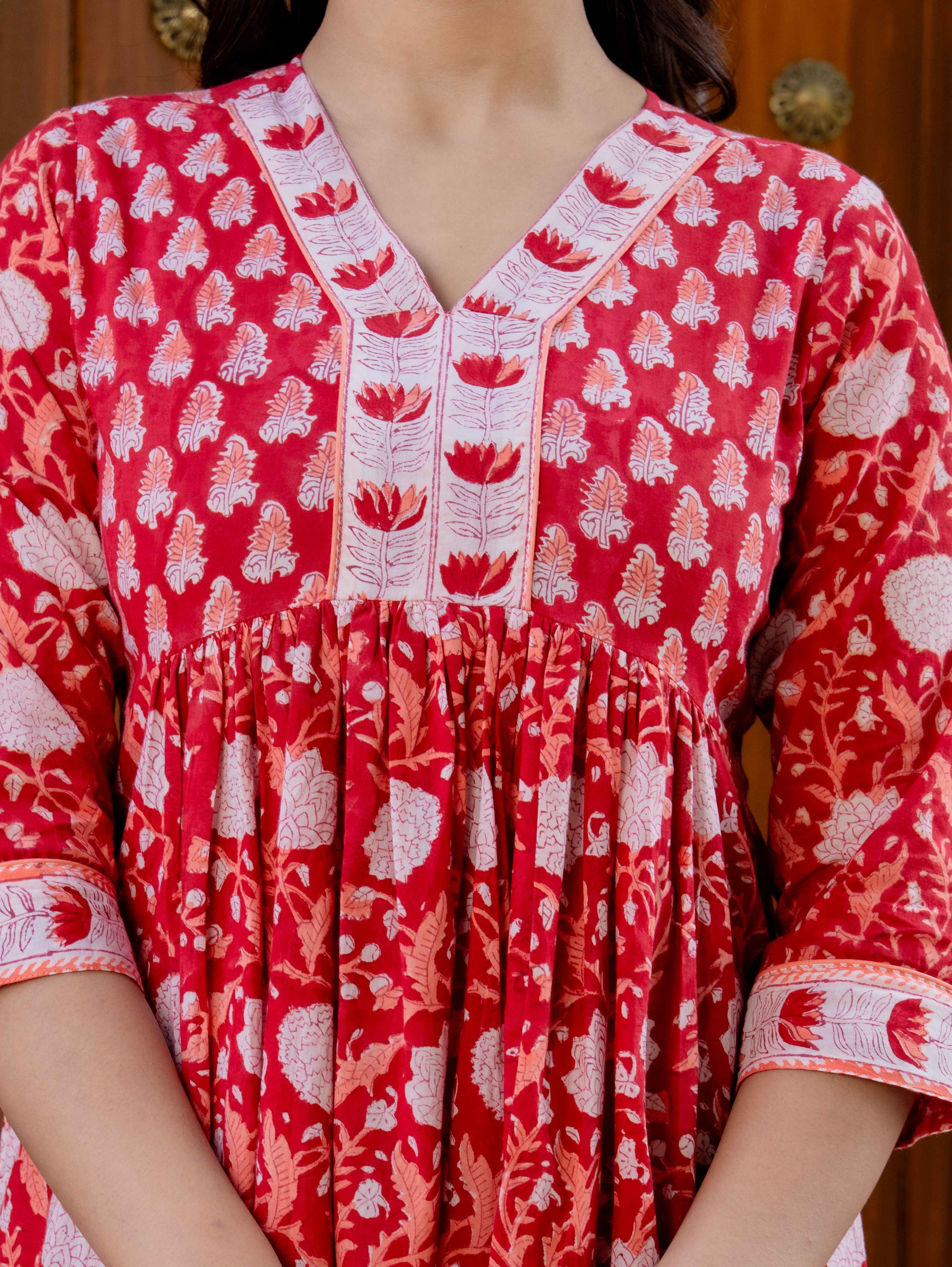 Hand Block Printed Cotton Long Dress -the heritage