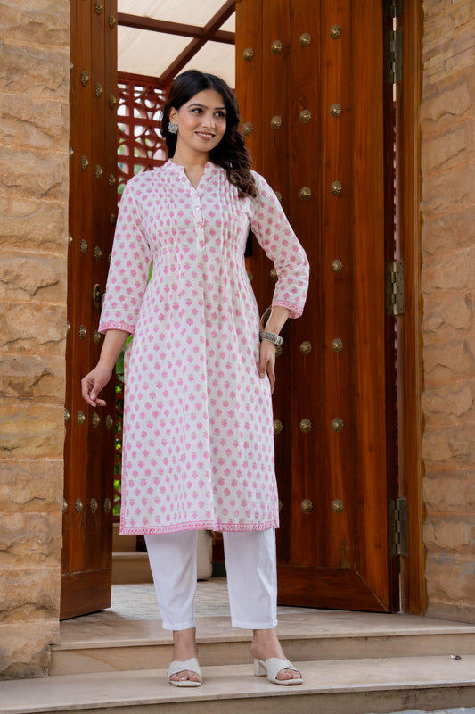 Elegance Charm Cotton Block Print Top