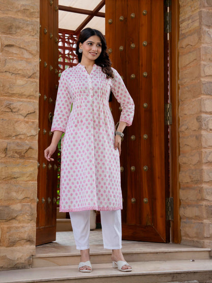 Elegance Charm Cotton Block Print Top