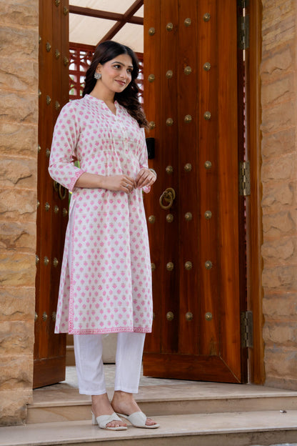 Elegance Charm Cotton Block Print Top