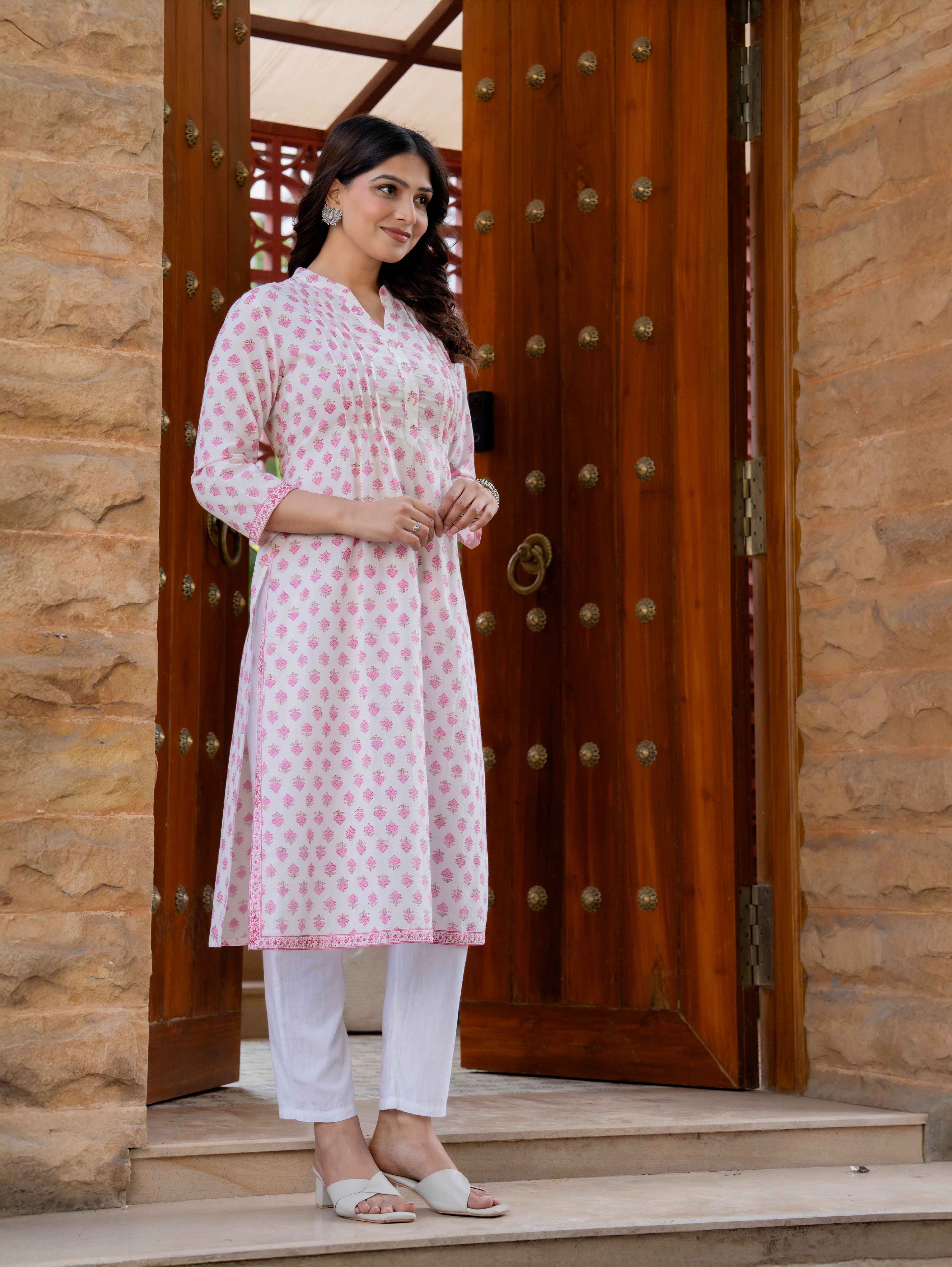 Elegance Charm Cotton Block Print Top