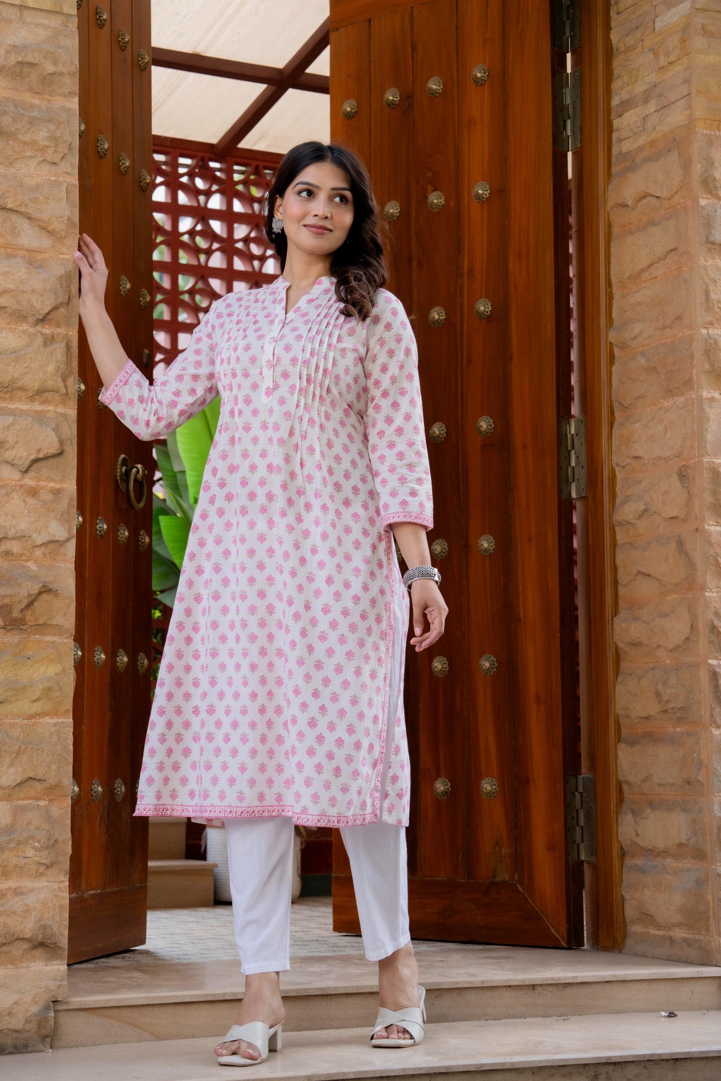 Elegance Charm Cotton Block Print Top