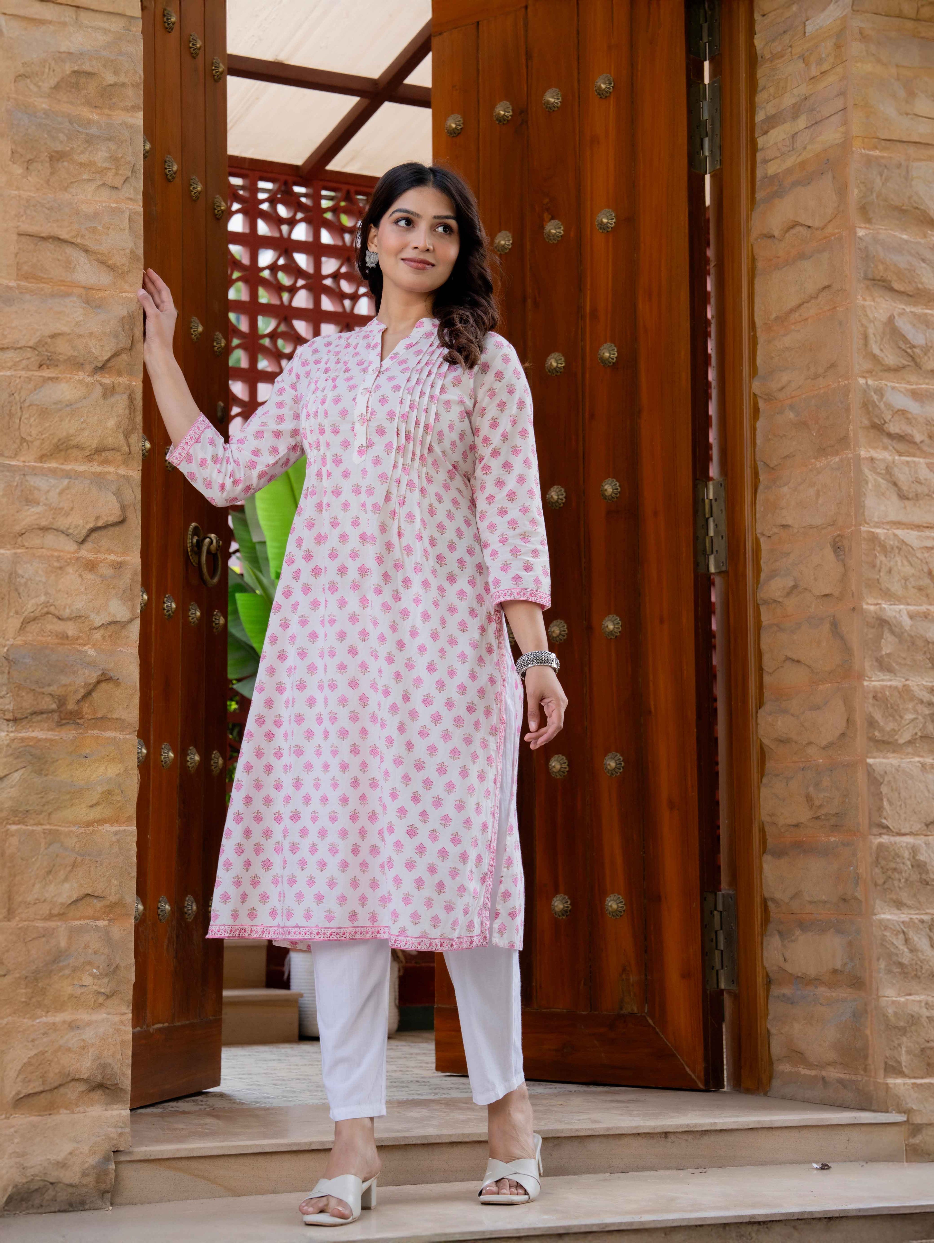 Elegance Charm Cotton Block Print Top