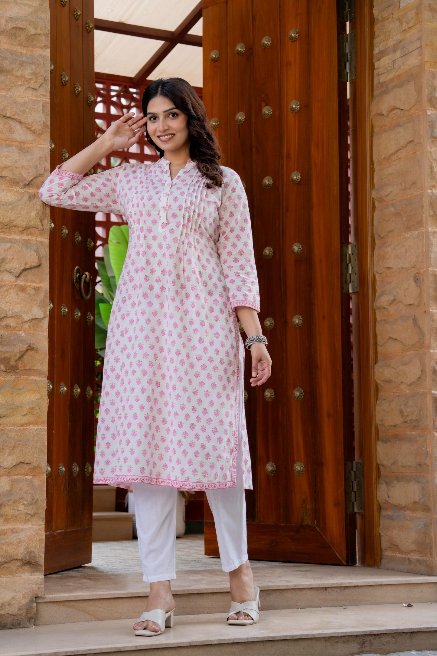 Elegance Charm Cotton Block Print Top