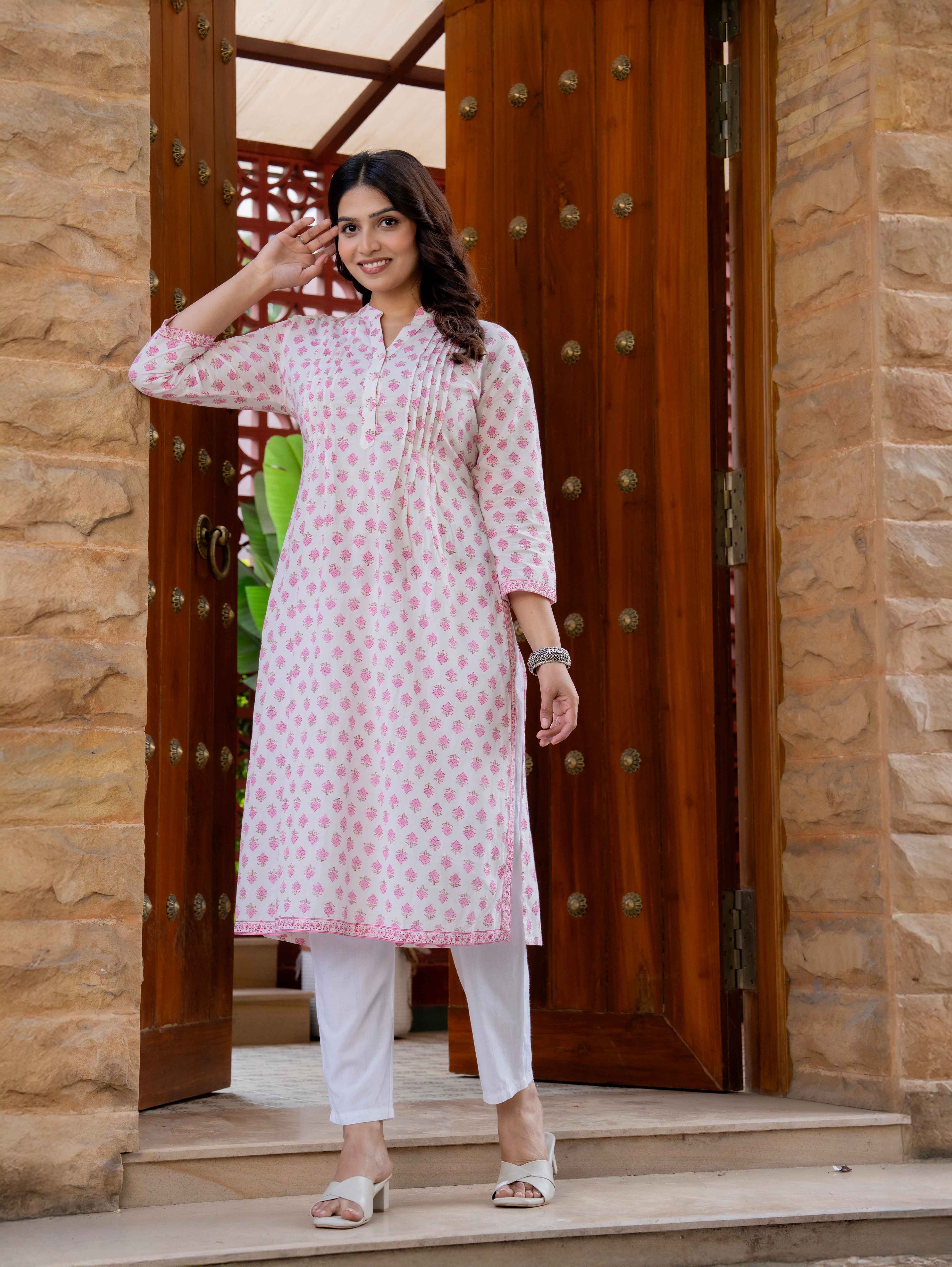 Elegance Charm Cotton Block Print Top