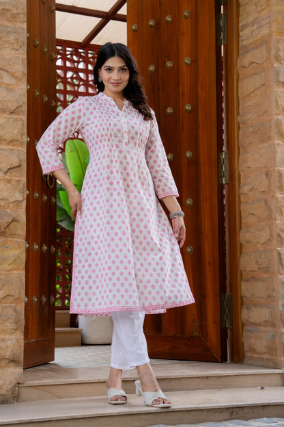 Elegance Charm Cotton Block Print Top