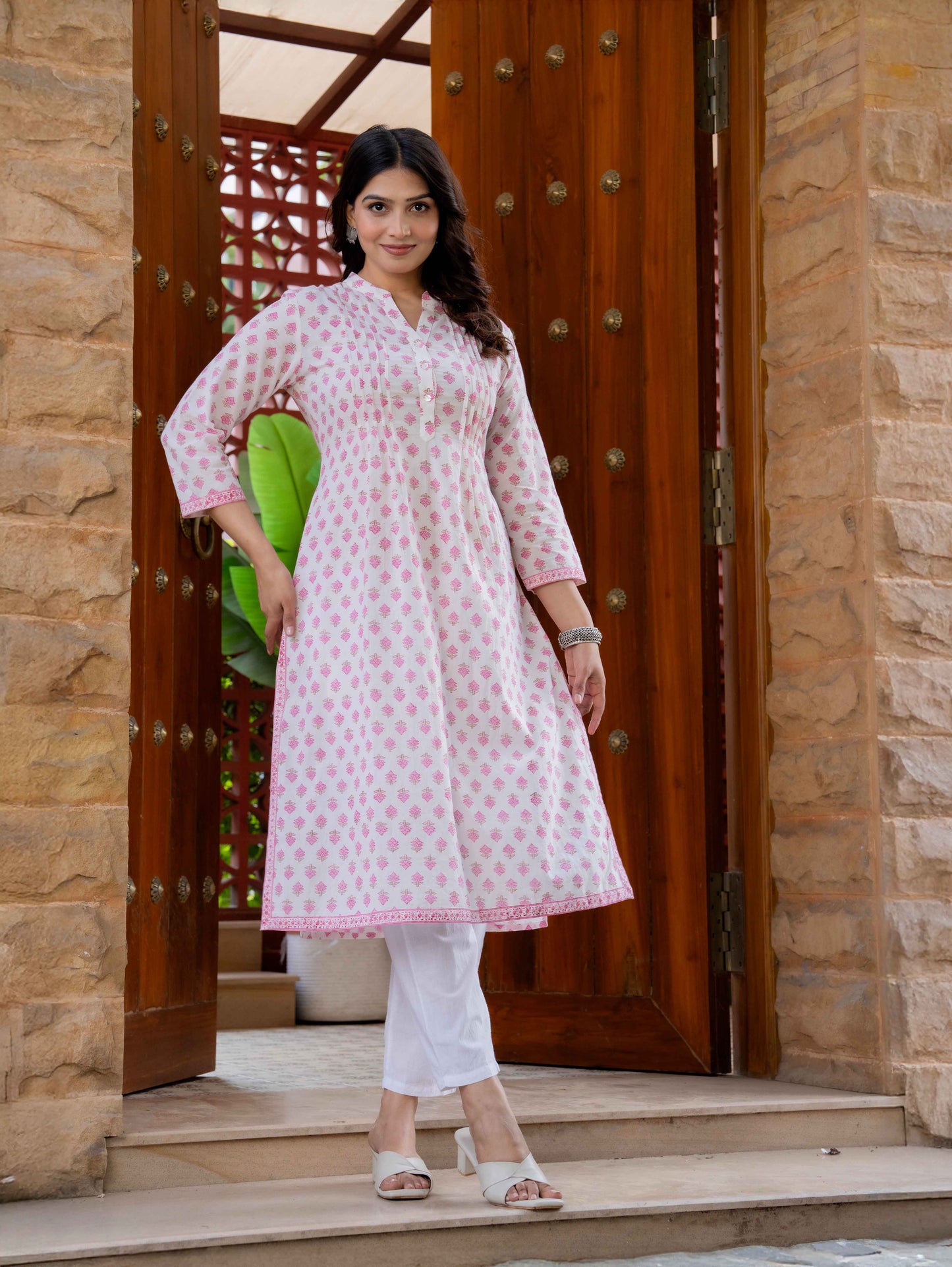 Elegance Charm Cotton Block Print Top