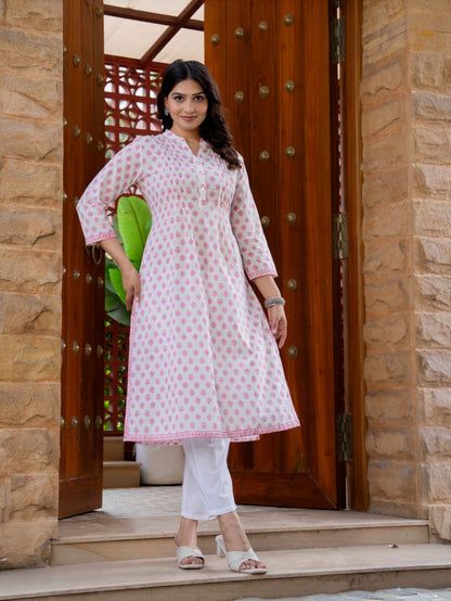 Elegance Charm Cotton Block Print Top