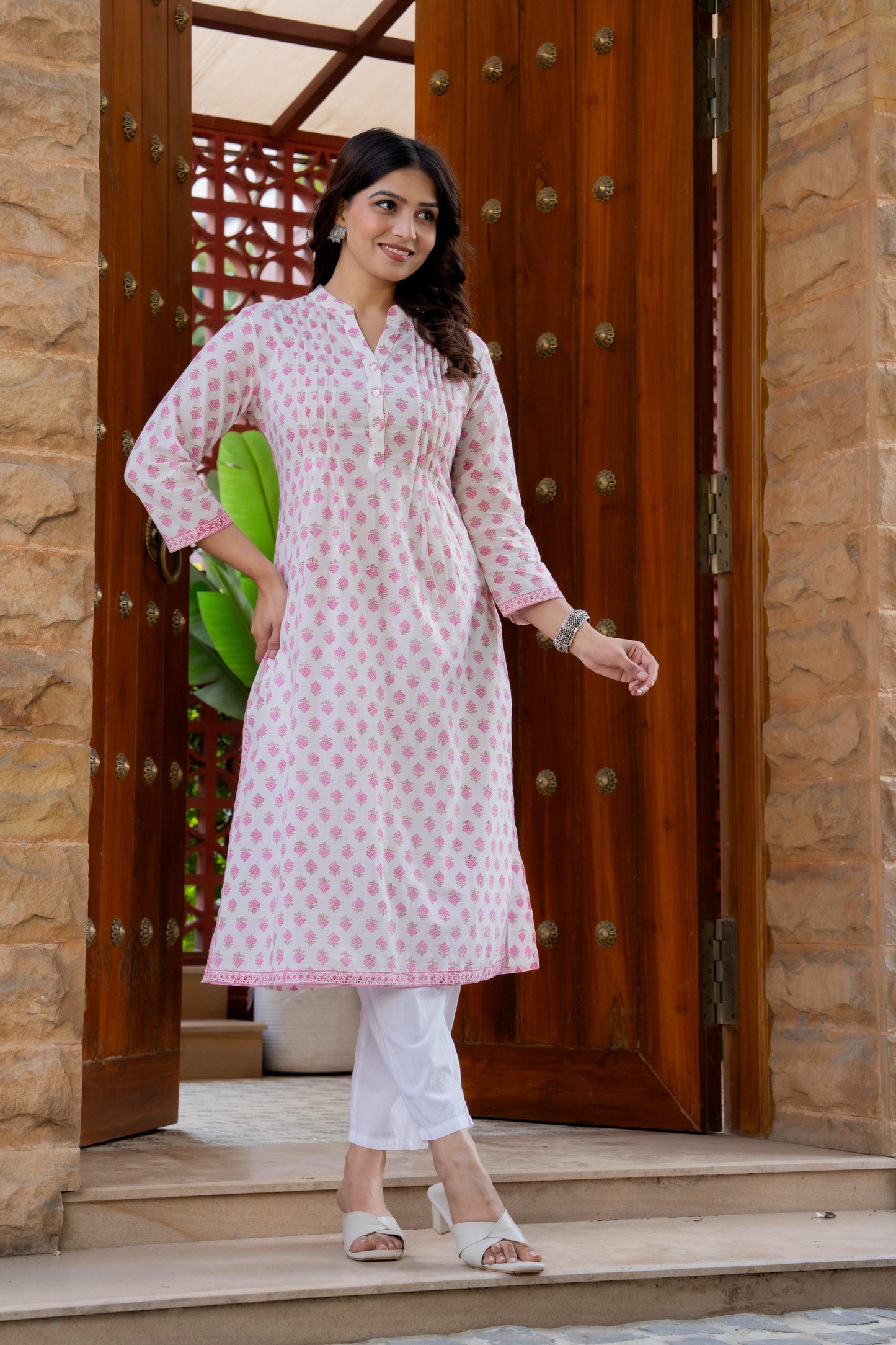 Elegance Charm Cotton Block Print Top