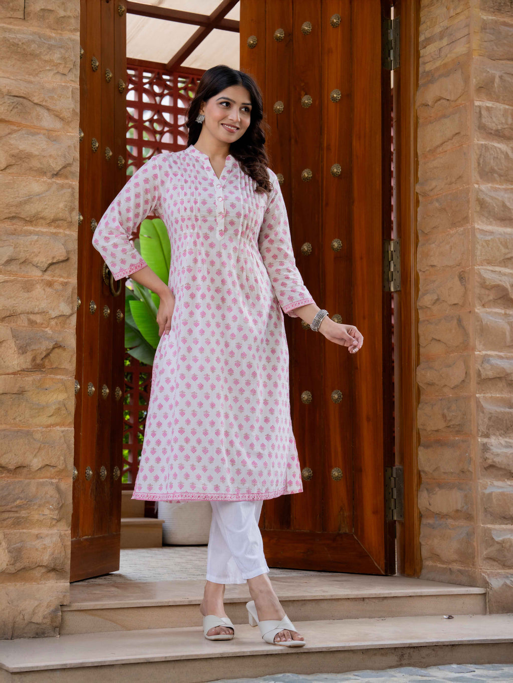 Elegance Charm Cotton Block Print Top
