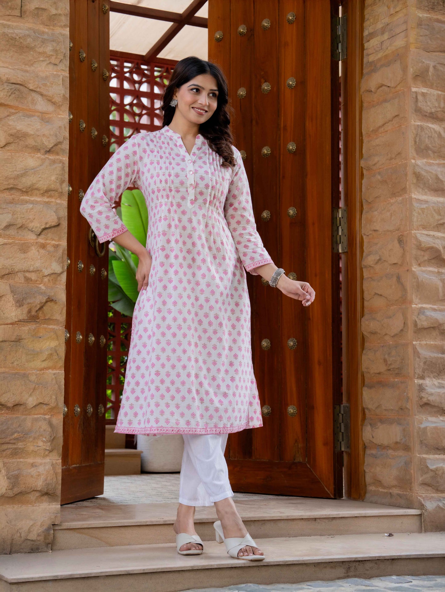 Elegance Charm Cotton Block Print Top