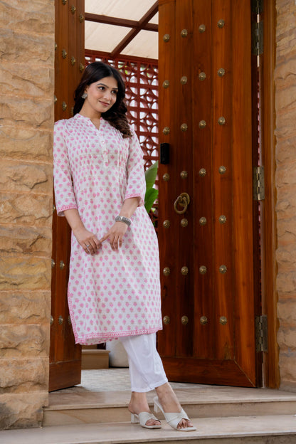 Elegance Charm Cotton Block Print Top