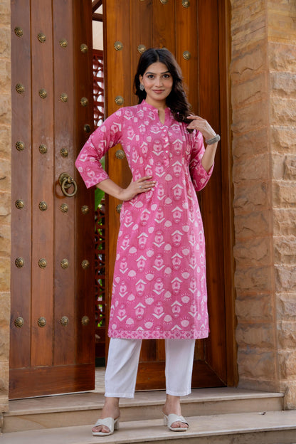 Elegance Charm Cotton Block Print Top