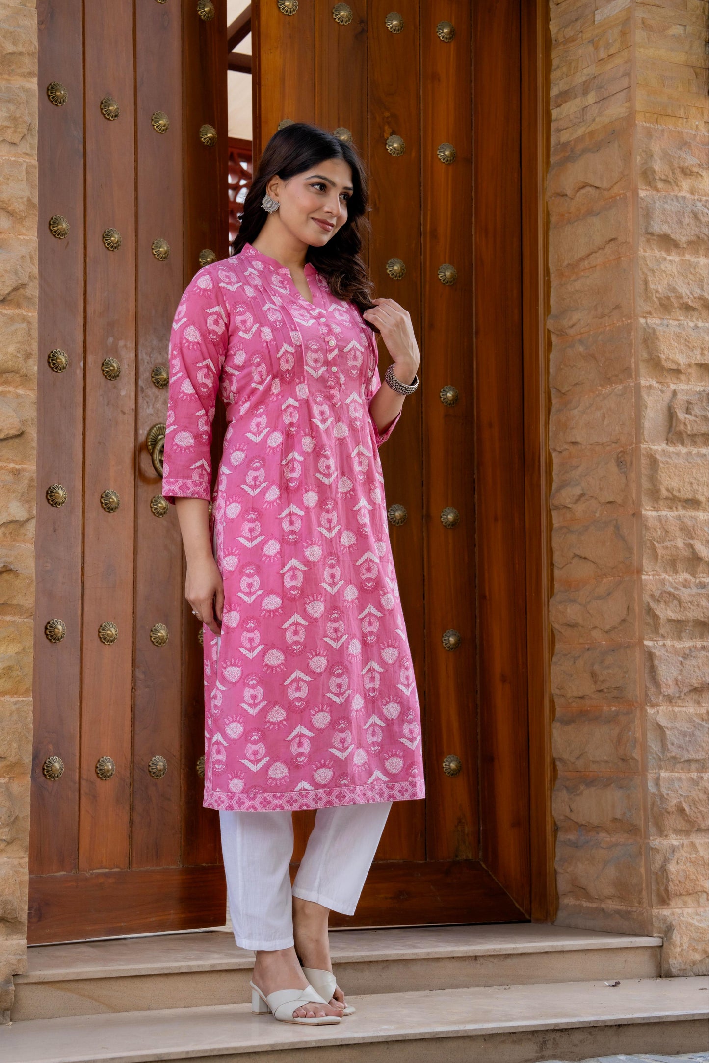 Elegance Charm Cotton Block Print Top