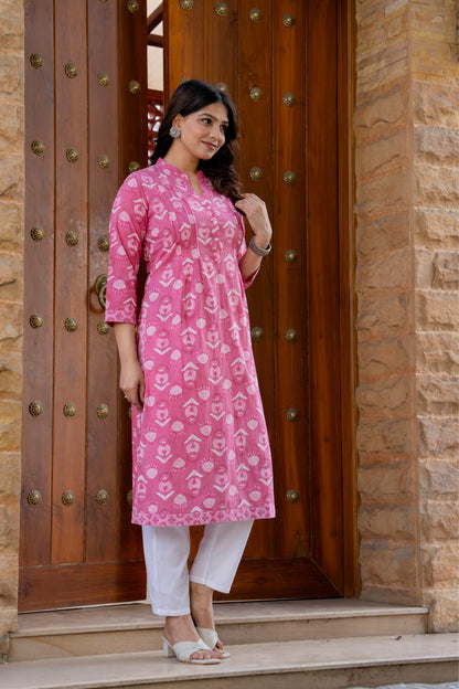 Elegance Charm Cotton Block Print Top