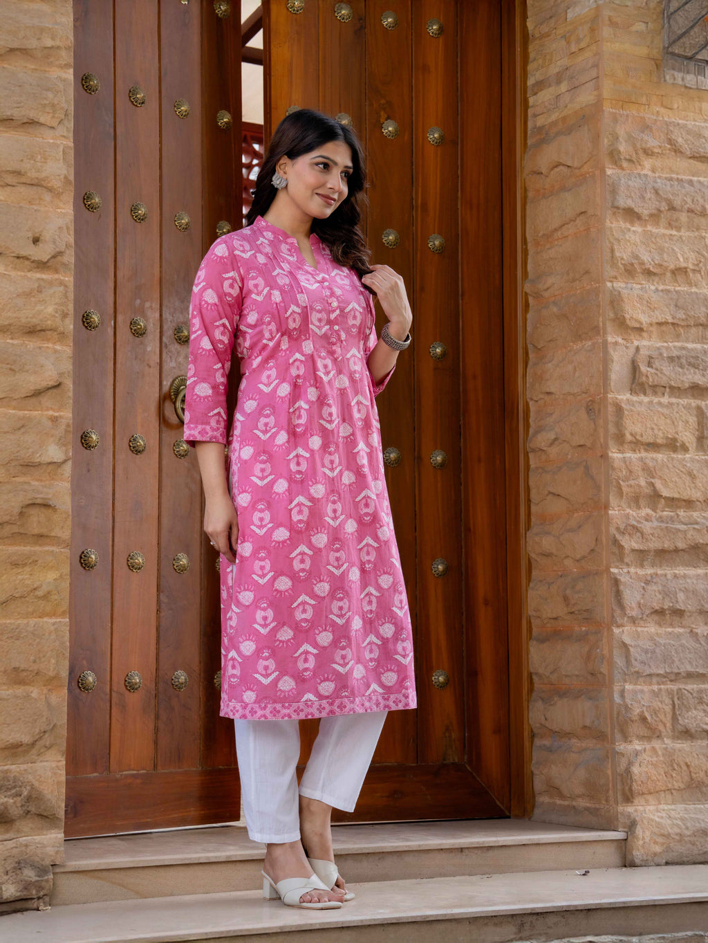 Elegance Charm Cotton Block Print Top