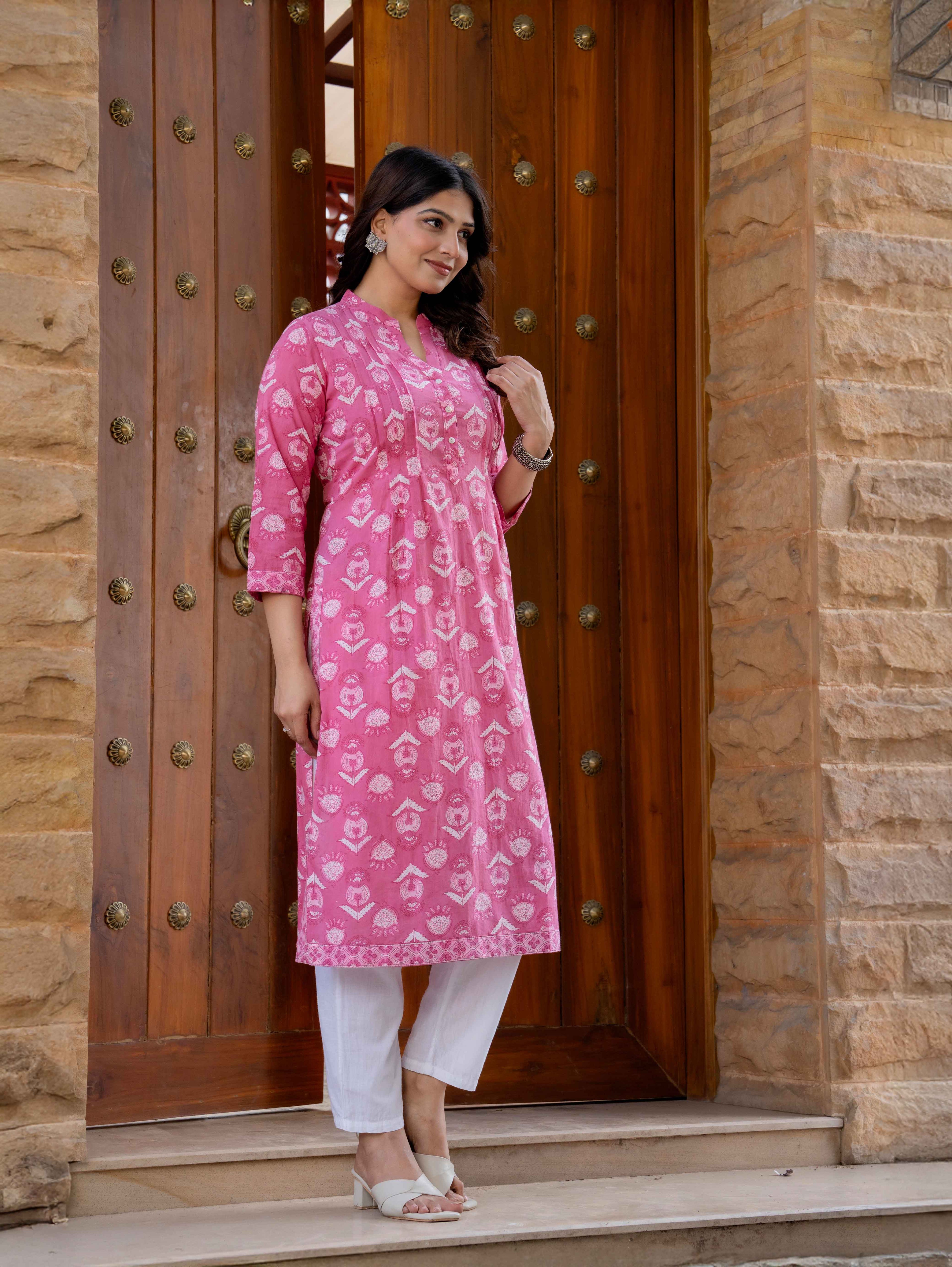 Elegance Charm Cotton Block Print Top