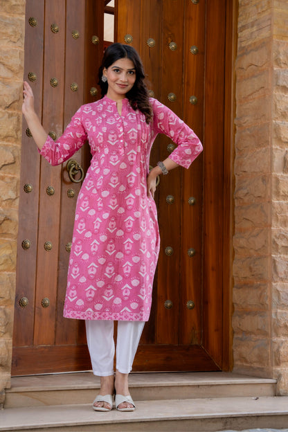 Elegance Charm Cotton Block Print Top