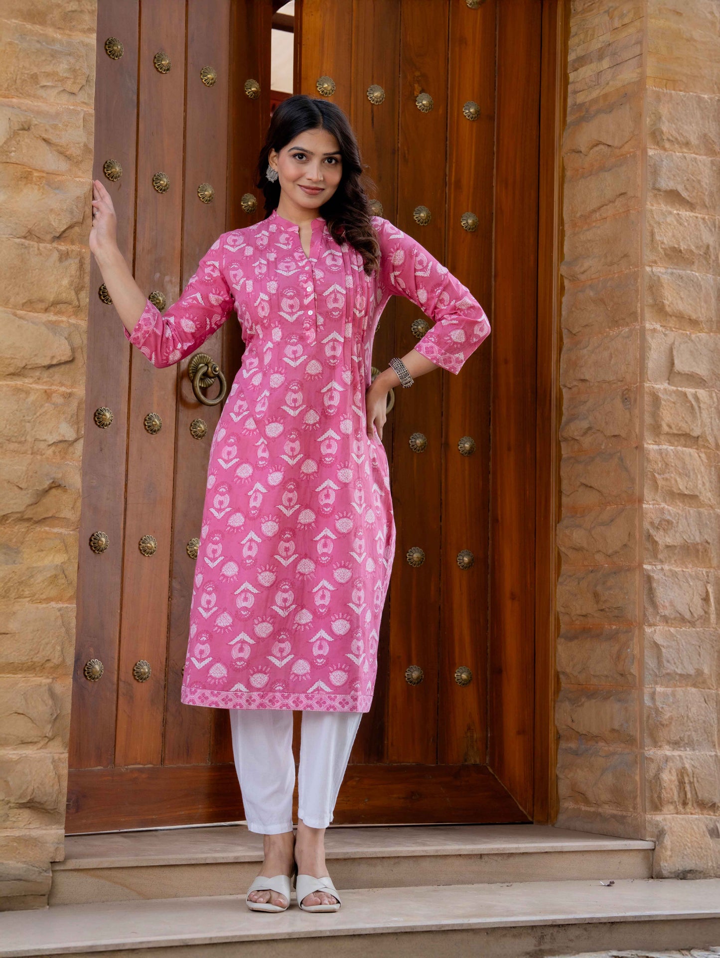 Elegance Charm Cotton Block Print Top