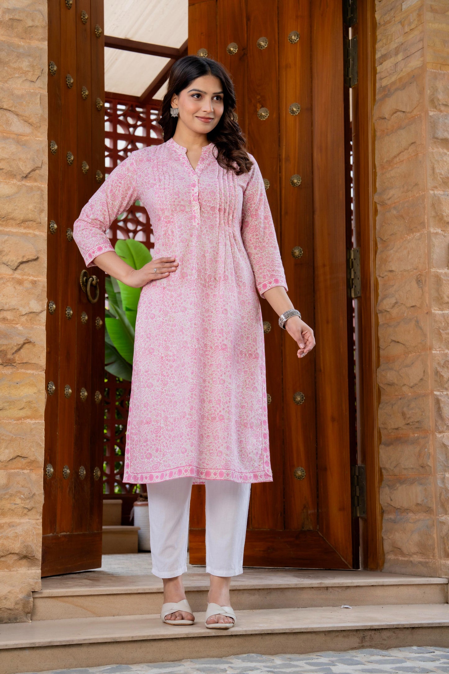 Elegance Charm Cotton Block Print Top